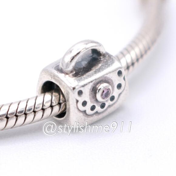 Authentic PANDORA Scalloped Purse with Pink CZ Charm - 790473PCZ - Picture 1 of 10